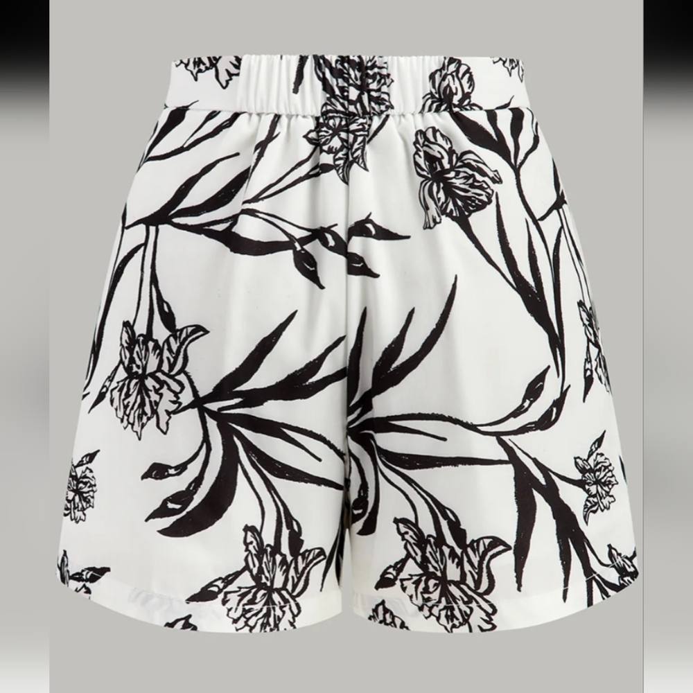 Commense Floral Print Peplum Top With Shorts Set NWT Sz L - Picture 6 of 16